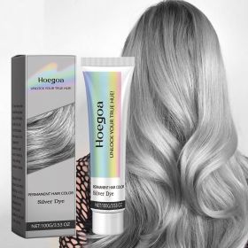 Fashion Silver Hair Dye Cream, Permanent Hair Color Pigment for DIY At-Home Hair Coloring, Rich Color Payoff Hair Dye