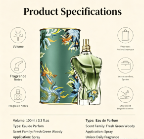 Unisex Fresh Green Woody Perfume Spray 100ml Long Lasting Elegant Body Shaped Glass Bottle Fragrance With Dragon Floral Gift Can For Daily Dating