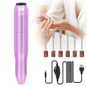Portable Electric Nail Drill, Professional Nail File Kit for Acrylic, Gel Nails, Manicure Pedicure with Nail Drill Bits Sanding Bands Rose gold (Option: W13535449)