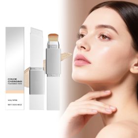 2-in-1 Color Changing Foundation Stick with Built-in Makeup Brush (Style: Ivory White Two-in-One Color-Changing Foundation Stick-1)