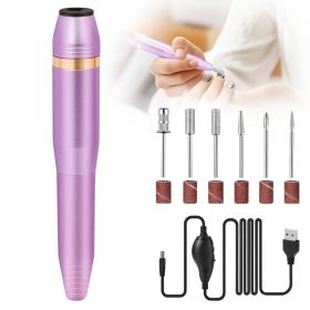 Portable Electric Nail Drill, Professional Nail File Kit for Acrylic, Gel Nails, Manicure Pedicure with Nail Drill Bits Sanding Bands Rose gold (Option: W13535462)
